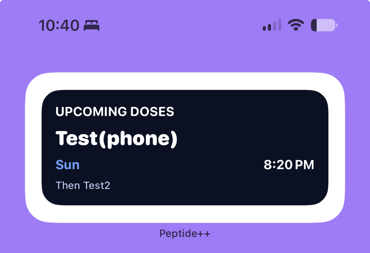 Peptide++ Home Screen widget